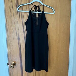 Black lace detail mini dress